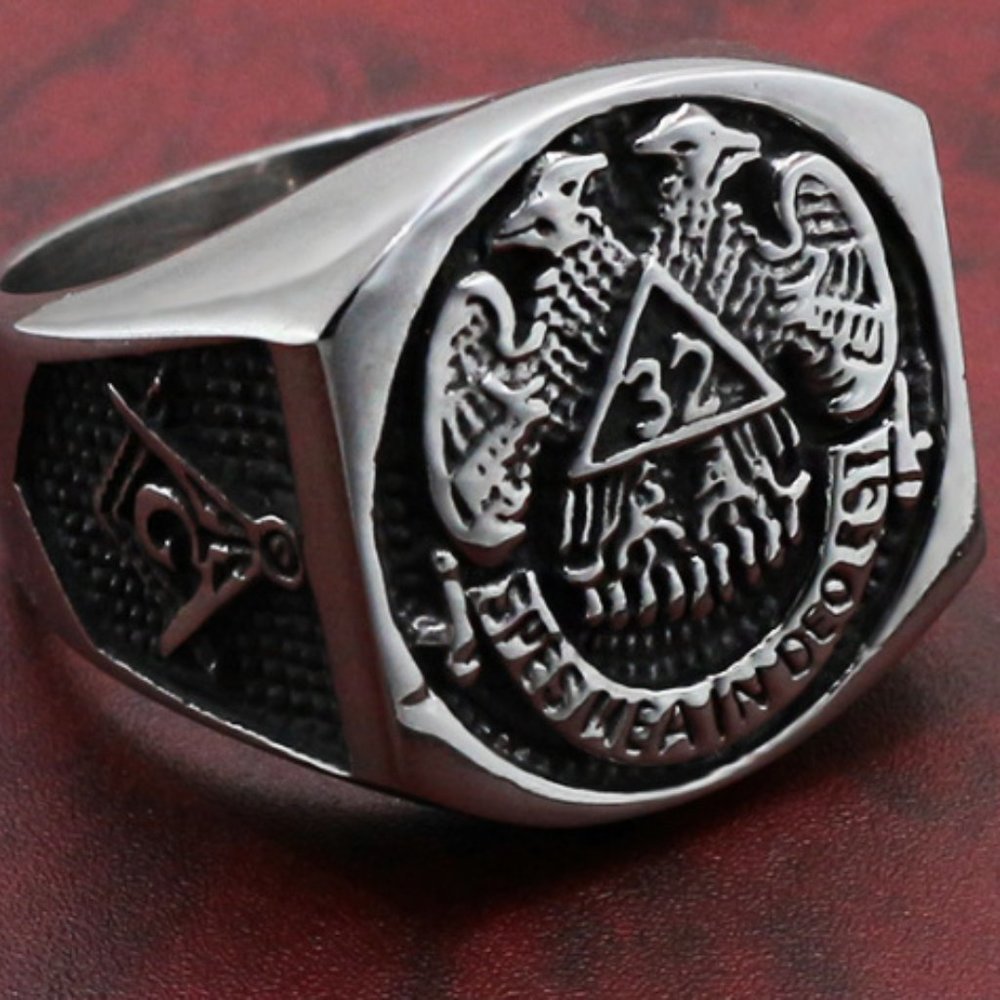 Double Headed Eagle 32 Degree Masonic Freemason Scottish Rite Freemasonry Ring